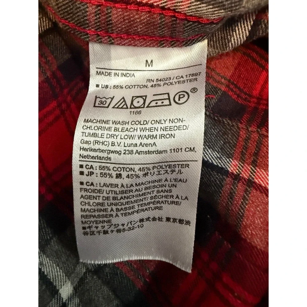 Banana Republic Red Plaid Shirt Mens Medium Untucked‎ Fit Classic